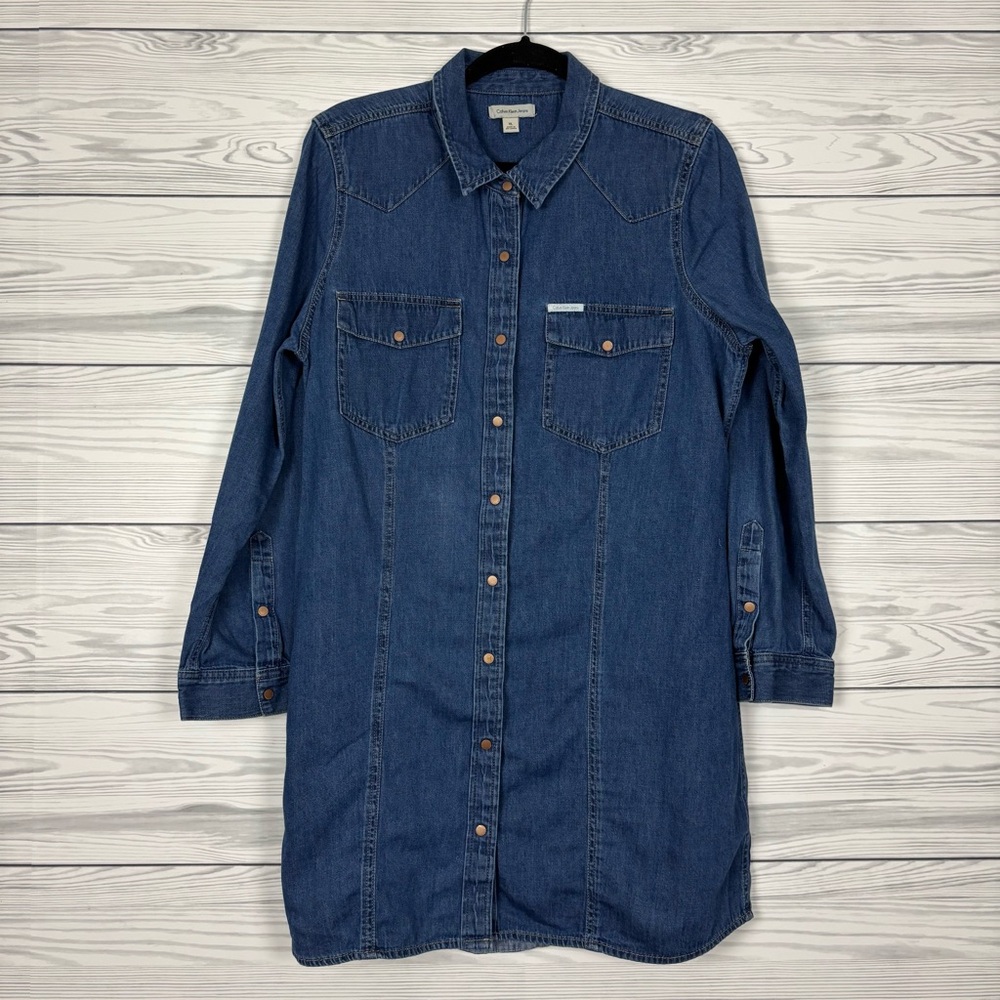 Calvin Klein Dark Indigo Denim Shirt Dress